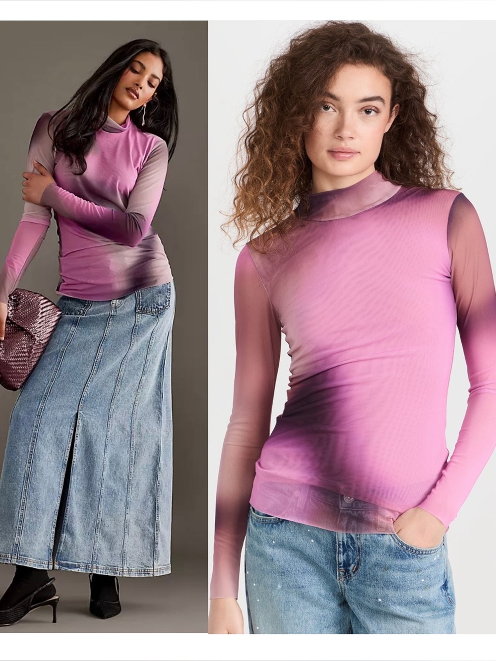 BAUM PFERDGARTEN Mesh Long Sleeve Indie Sleaze Y2K Festival Slim Turtleneck XS